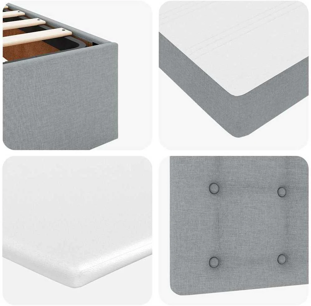 Osmanų lovos rėmas su čiužiniu, pilkas, 120x200cm, audinys