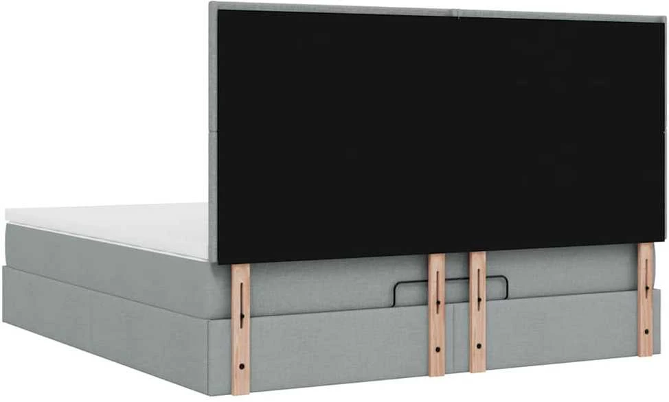 Osmanų lova su čiužiniu ir LED, šviesiai pilkas, 180x200cm