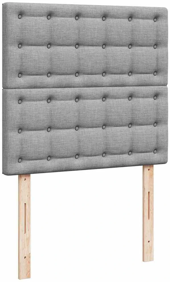 Osmanų lova su čiužiniu ir LED šviesiai pilkas 90x200cm audinys
