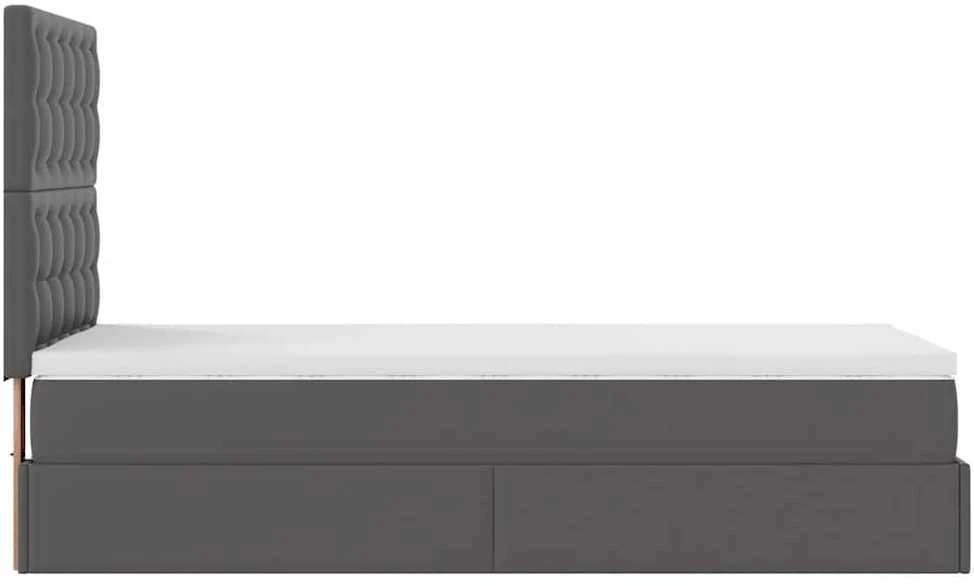 Osmanų lovos rėmas su čiužiniu, pilkas, 90x200cm, dirbtinė oda