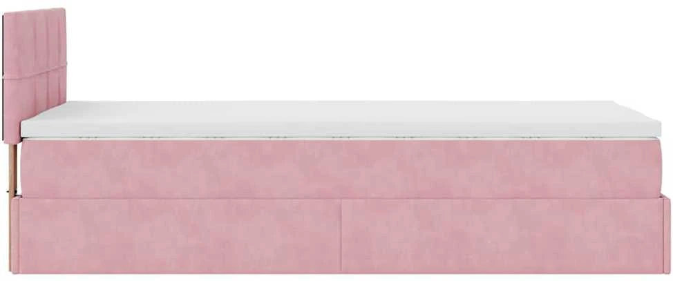 Osmanų lova su čiužiniu ir LED, rožinės sp., 80x200cm, aksomas