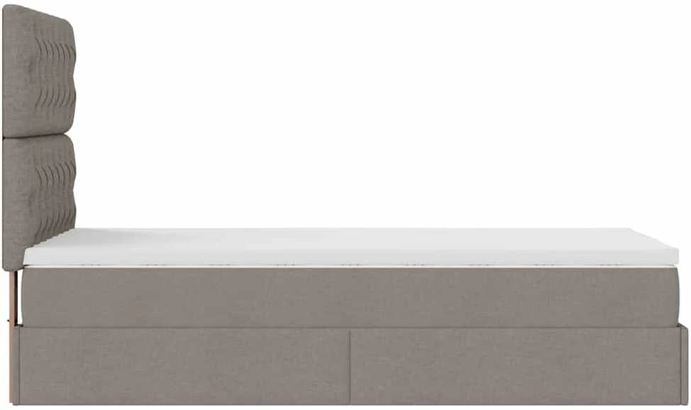 Osmanų lova su čiužiniu, taupe, 100x200cm, audinys