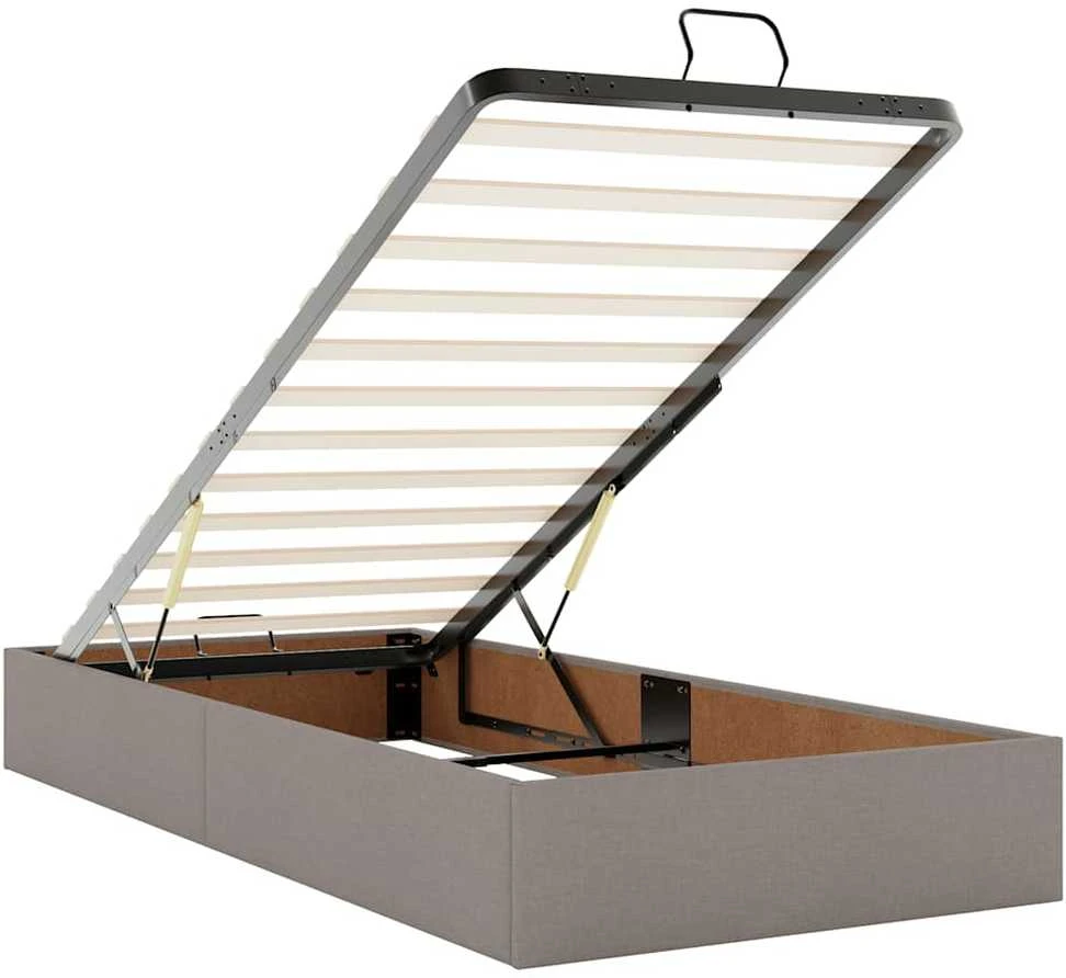 Osmanų lovos rėmas su čiužiniu, taupe, 90x200cm, audinys