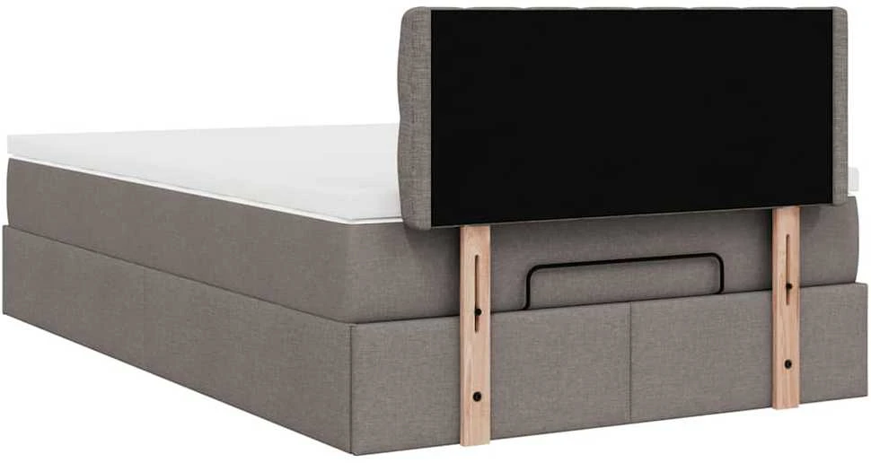 Osmanų lova su čiužiniu ir LED, taupe sp., 120x190cm, audinys