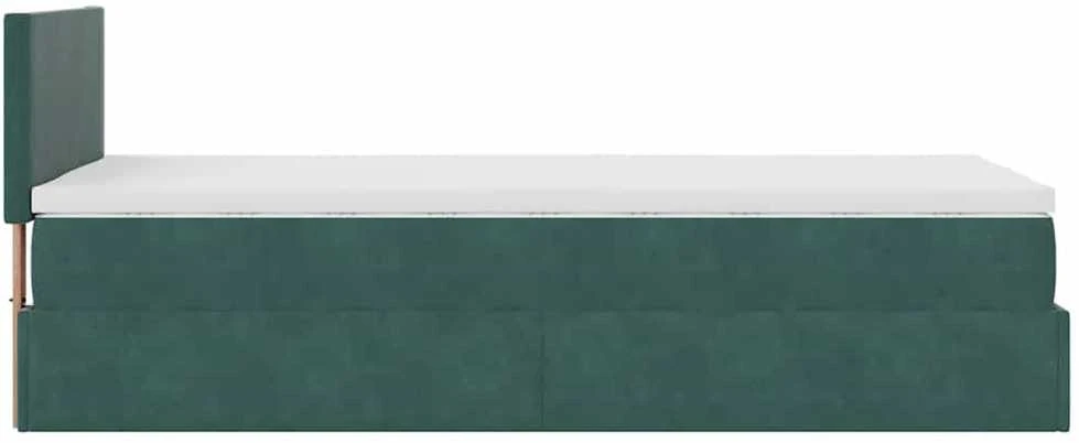 Osmanų lovos rėmas su čiužiniu, žalias, 80x200cm, aksomas