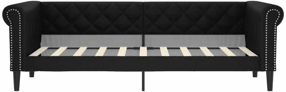 Sofa, juodos spalvos, 90x190 cm, dirbtinė oda