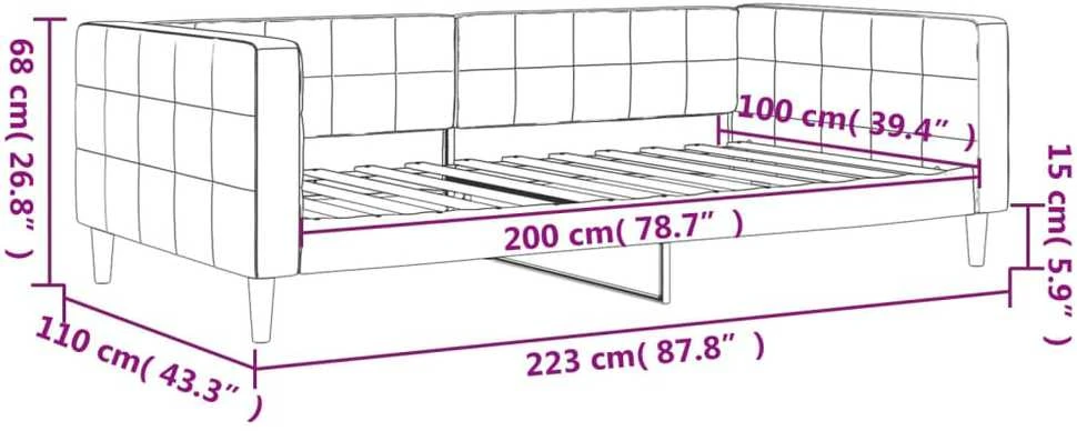 Sofa, rožinės spalvos, 100x200cm, aksomas