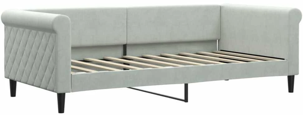 Sofa, šviesiai pilkos spalvos, 90x190cm, aksomas