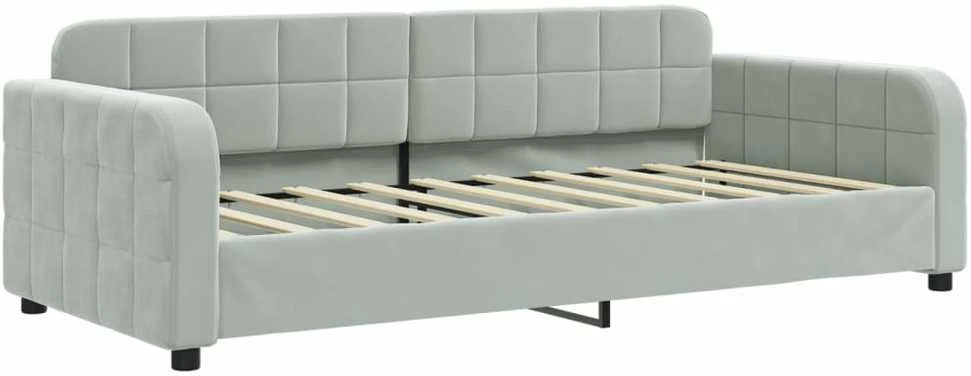 Sofa, šviesiai pilkos spalvos, 90x190cm, aksomas