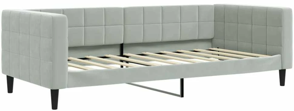 Sofa, šviesiai pilkos spalvos, 90x190cm, aksomas