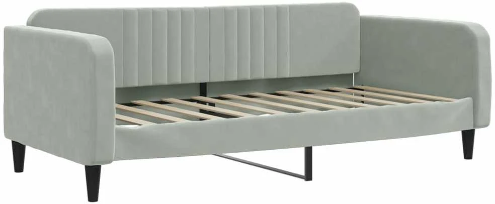 Sofa, šviesiai pilkos spalvos, 90x190cm, aksomas