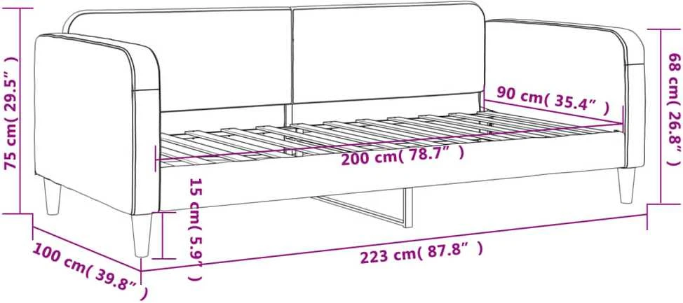 Sofa, taupe spalvos, 90x200cm, audinys