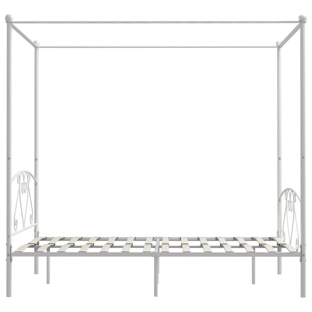 Lova su baldakimu, baltos spalvos, 140x200cm, metalas