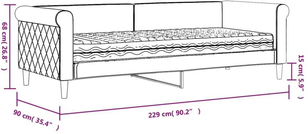 Lova su čiužiniu, šviesiai pilkos spalvos, 80x200cm, aksomas