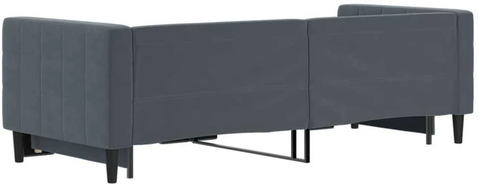 Lova su ištraukiama dalimi, tamsiai pilka, 80x200cm, aksomas