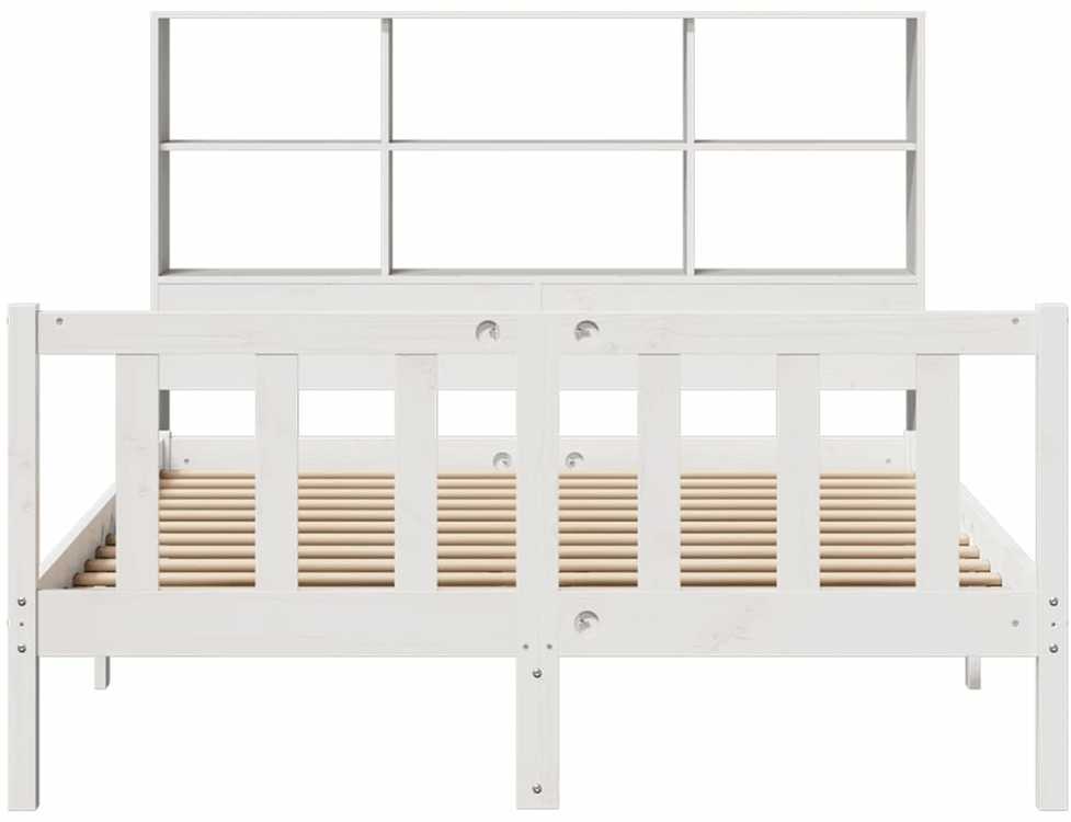 Lova su knygų spinta be čiužinio, balta, 160x200cm, pušis