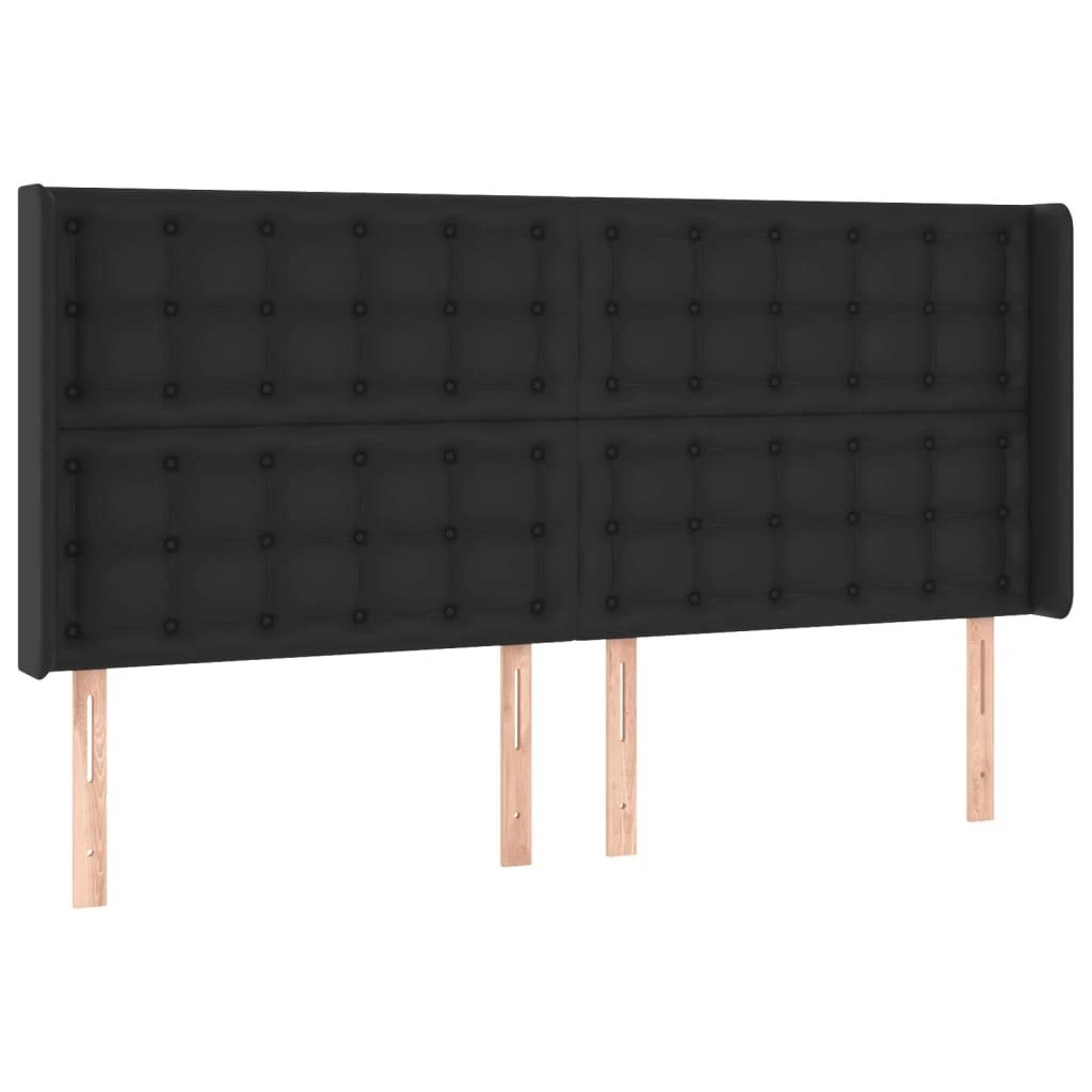 Lova su spyruoklėmis/čiužiniu/LED, juoda 160x200cm dirbtinė oda