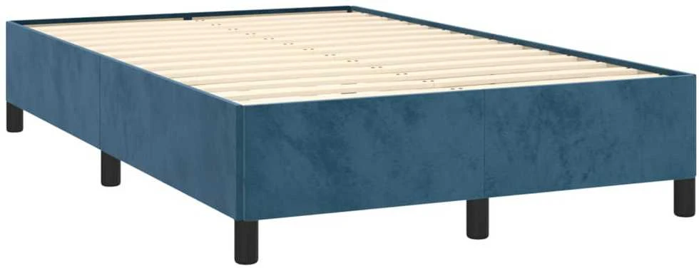Lova su spyruoklėmis/čiužiniu/LED, mėlyna, 120x190cm, aksomas