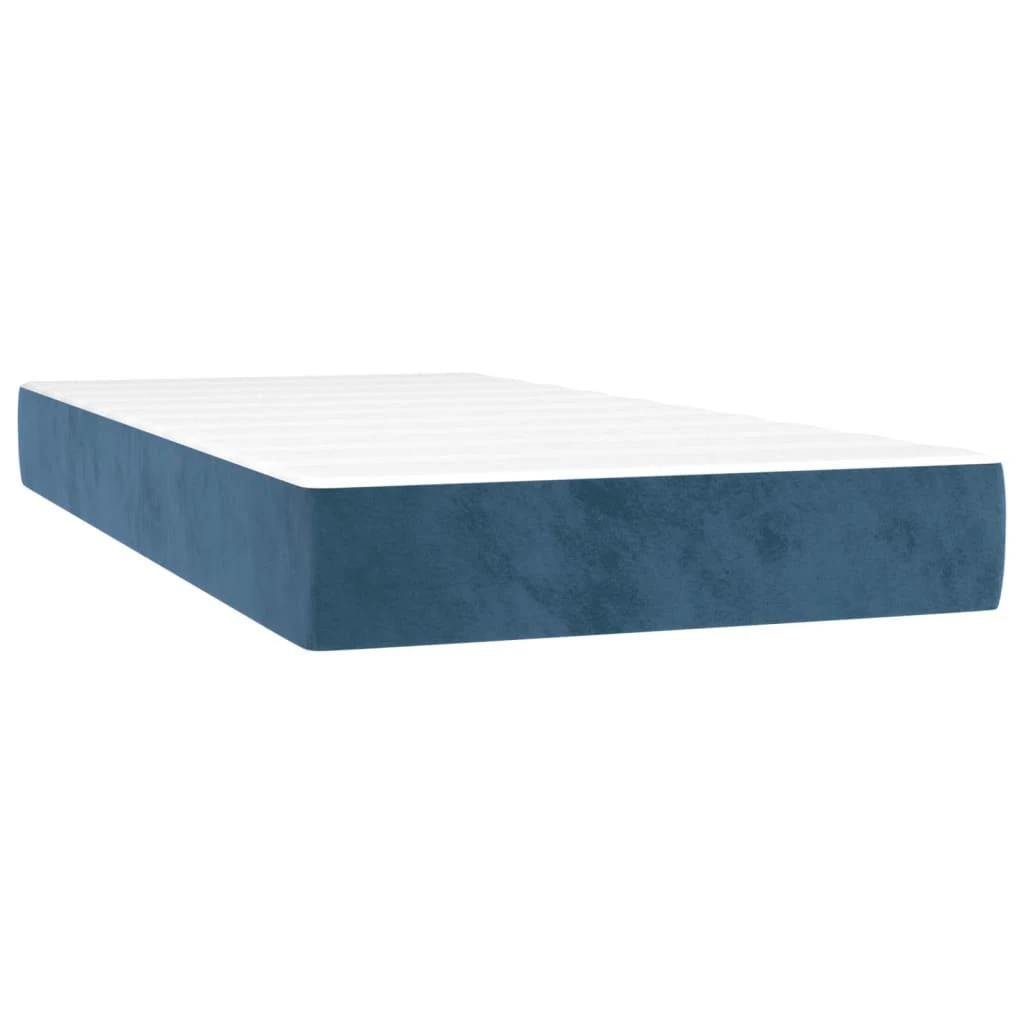 Lova su spyruoklėmis/čiužiniu/LED, mėlyna, 200x200cm, aksomas