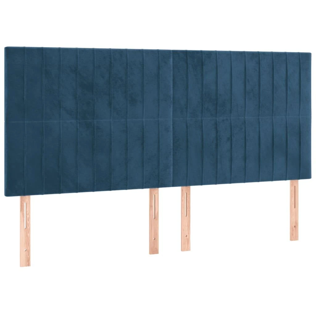 Lova su spyruoklėmis/čiužiniu/LED, mėlyna, 200x200cm, aksomas