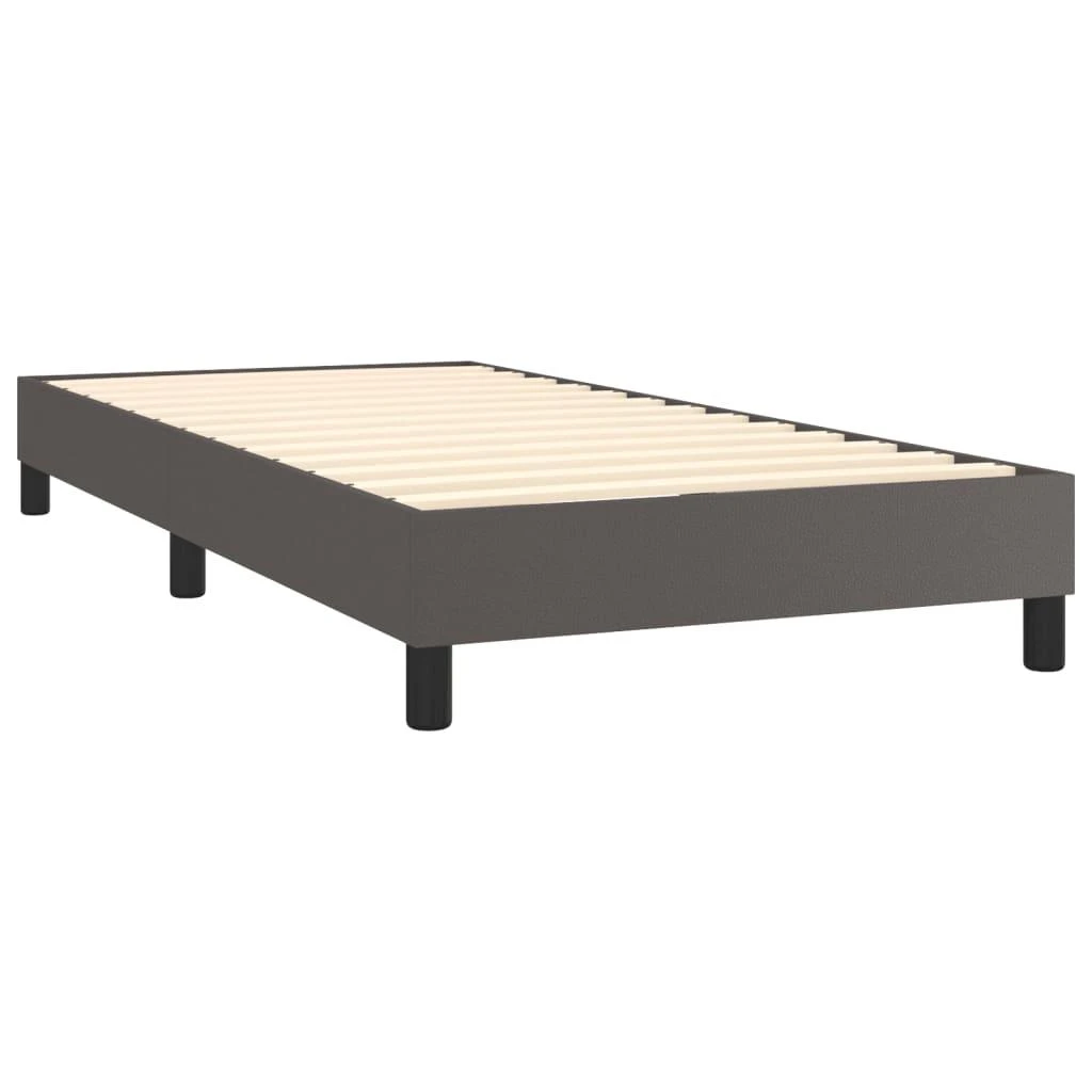 Lova su spyruoklėmis/čiužiniu/LED, pilka, 90x190cm dirbtinė oda