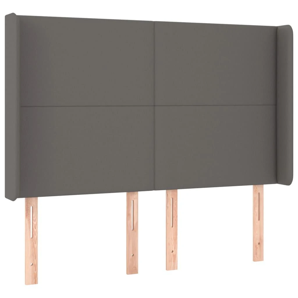 Lova su spyruoklėmis/čiužiniu/LED, pilka 140x190cm dirbtinė oda