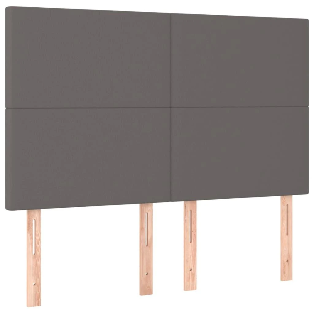 Lova su spyruoklėmis/čiužiniu/LED, pilka 140x190cm dirbtinė oda
