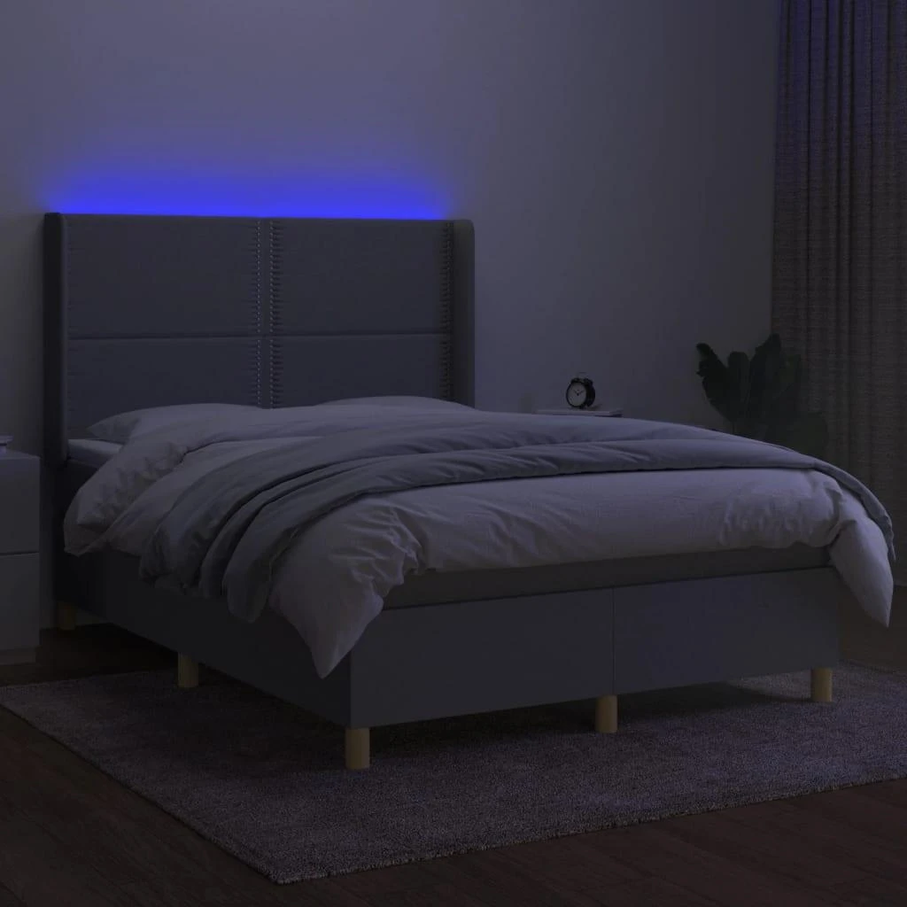 Lova su spyruoklėmis/čiužiniu/LED, pilka, 140x190 cm, audinys