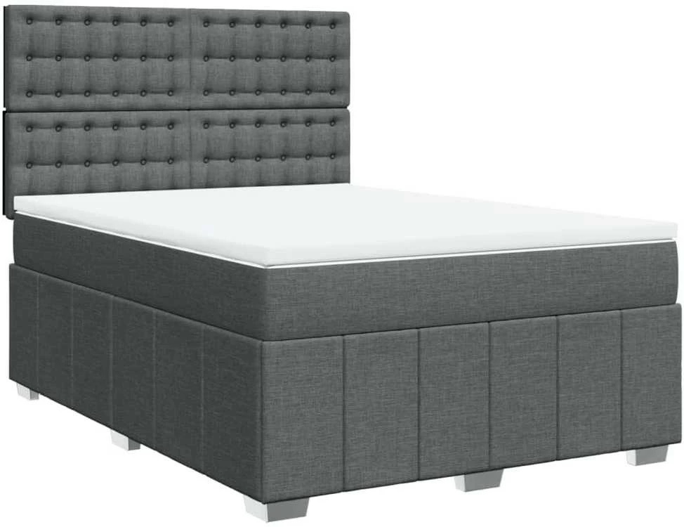 Lova su spyruoklėmis/čiužiniu,tamsiai pilka, 140x200cm, audinys