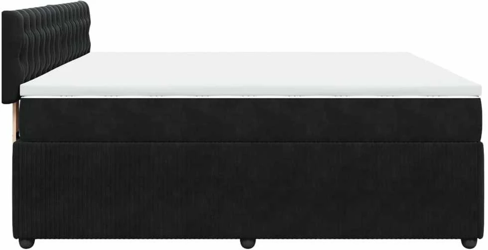 Lova su spyruoklėmis ir čiužiniu, juoda, 180x200 cm, aksomas