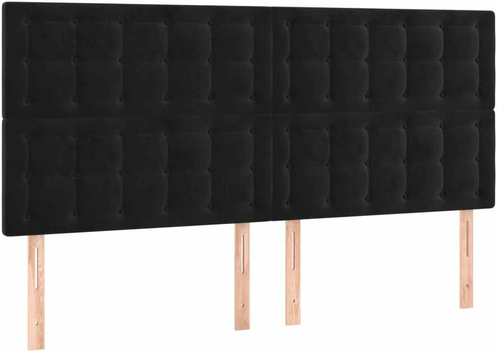 Lova su spyruoklėmis ir čiužiniu, juoda, 160x200 cm, aksomas