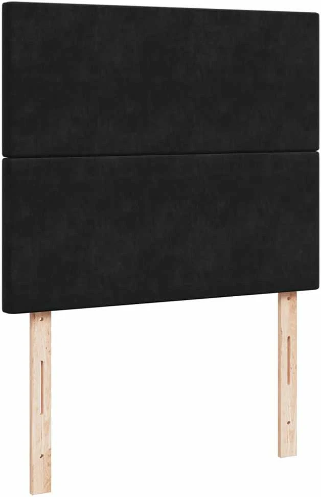 Lova su spyruoklėmis ir čiužiniu, juoda, 120x190cm, aksomas
