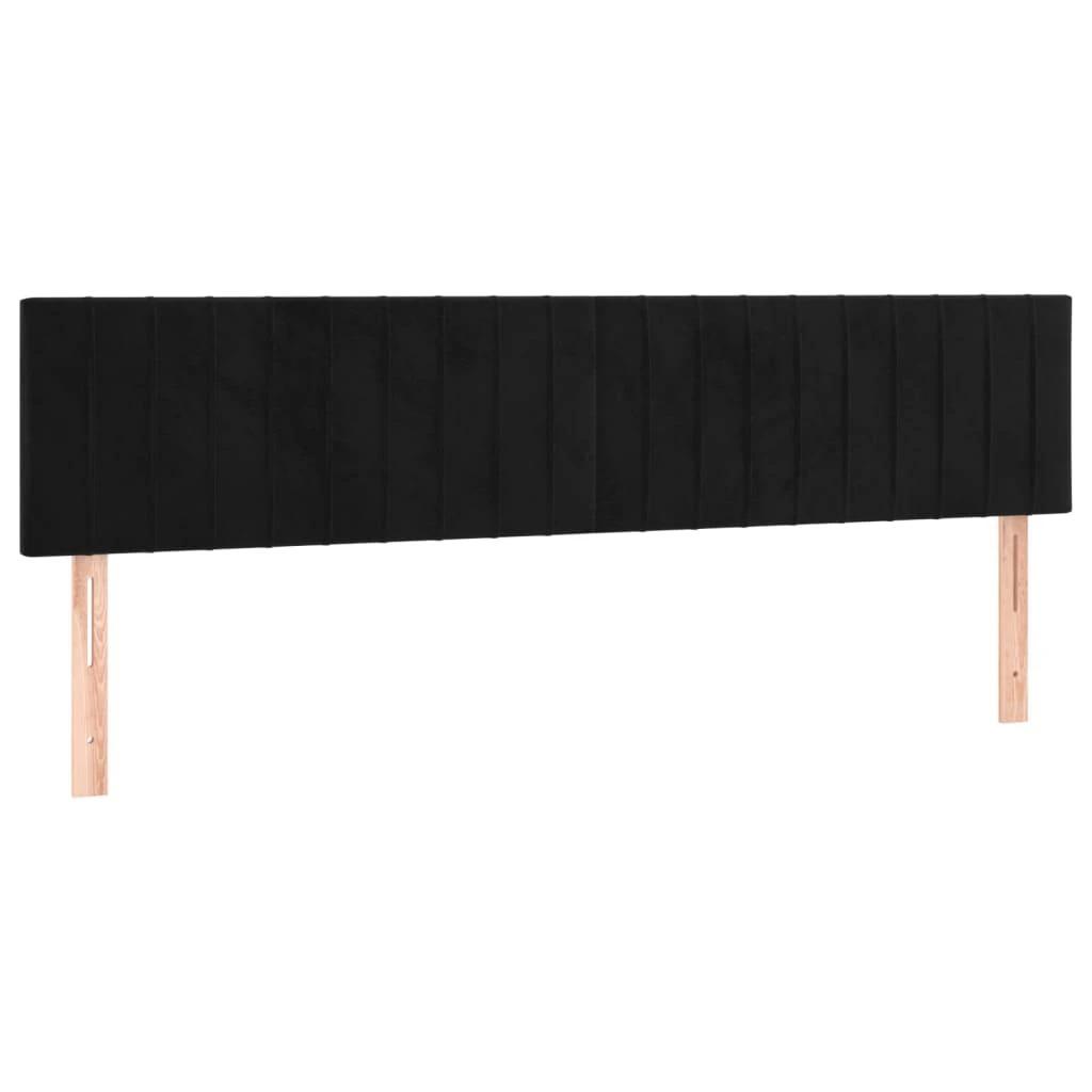 Lova su spyruoklėmis ir čiužiniu, juoda, 160x200 cm, aksomas