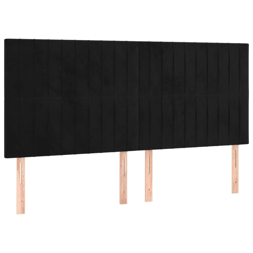 Lova su spyruoklėmis ir čiužiniu, juoda, 160x200 cm, aksomas