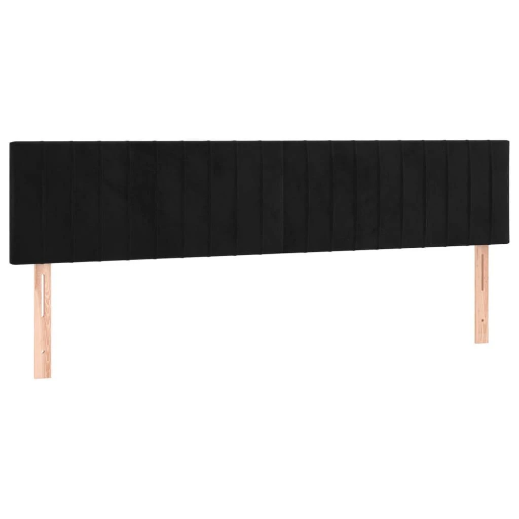 Lova su spyruoklėmis ir čiužiniu, juoda, 160x200 cm, aksomas