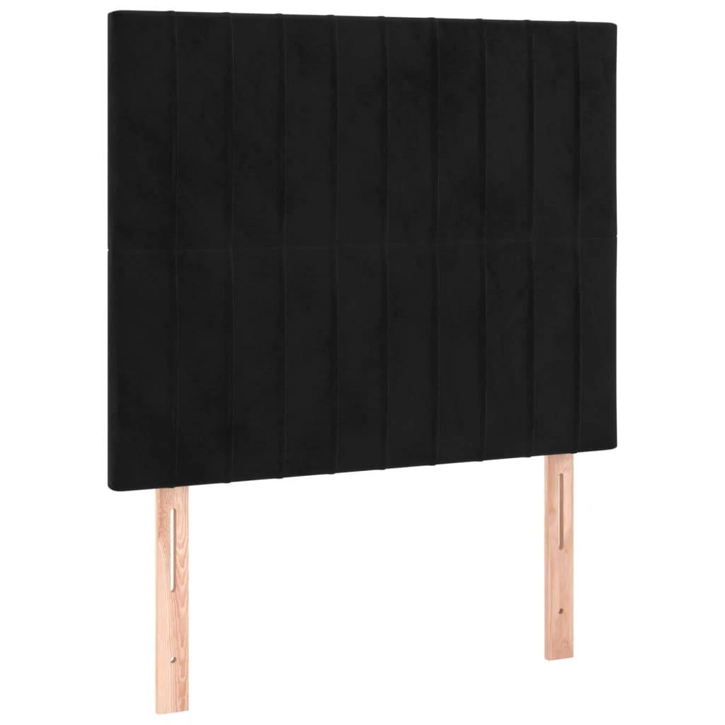 Lova su spyruoklėmis ir čiužiniu, juoda, 80x200cm, aksomas