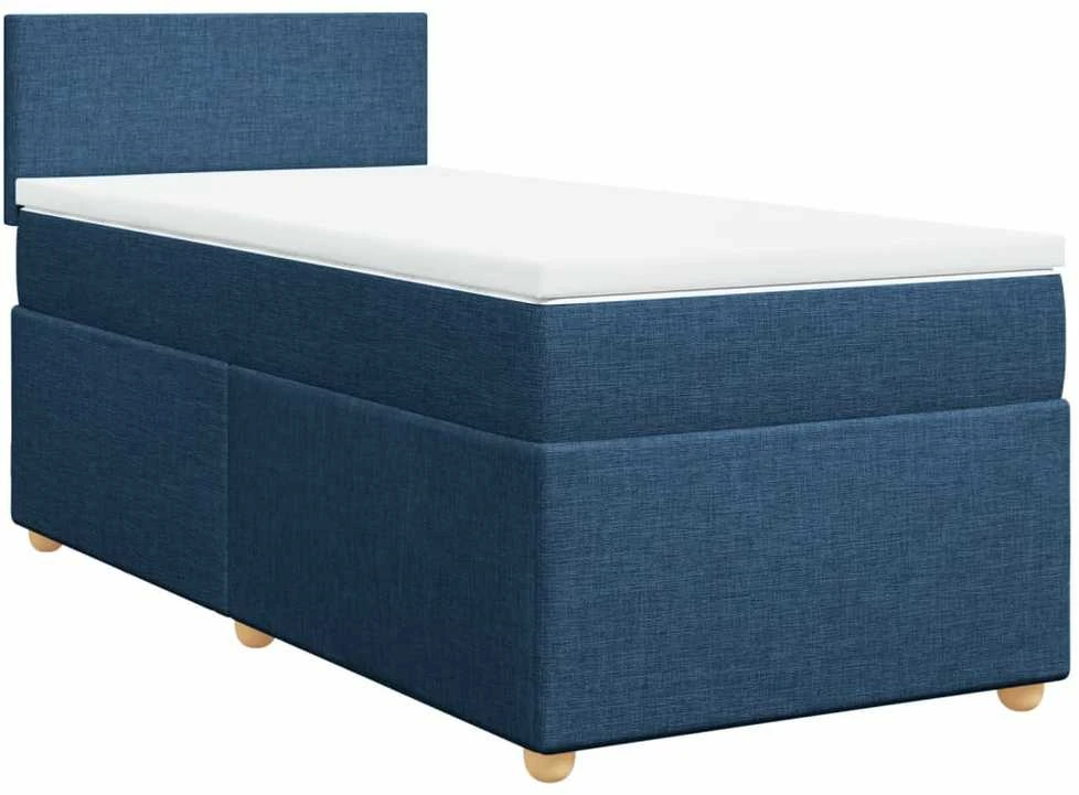 Lova su spyruoklėmis ir čiužiniu, mėlyna, 100x200cm, audinys