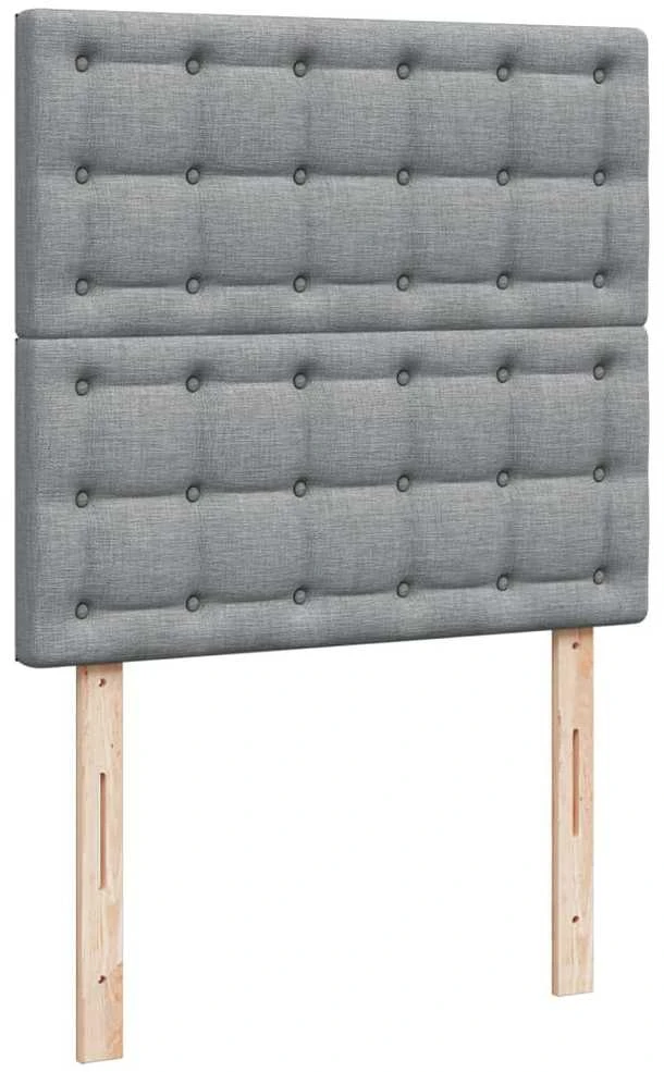Lova su spyruoklėmis ir čiužiniu, pilka, 90x200 cm, audinys