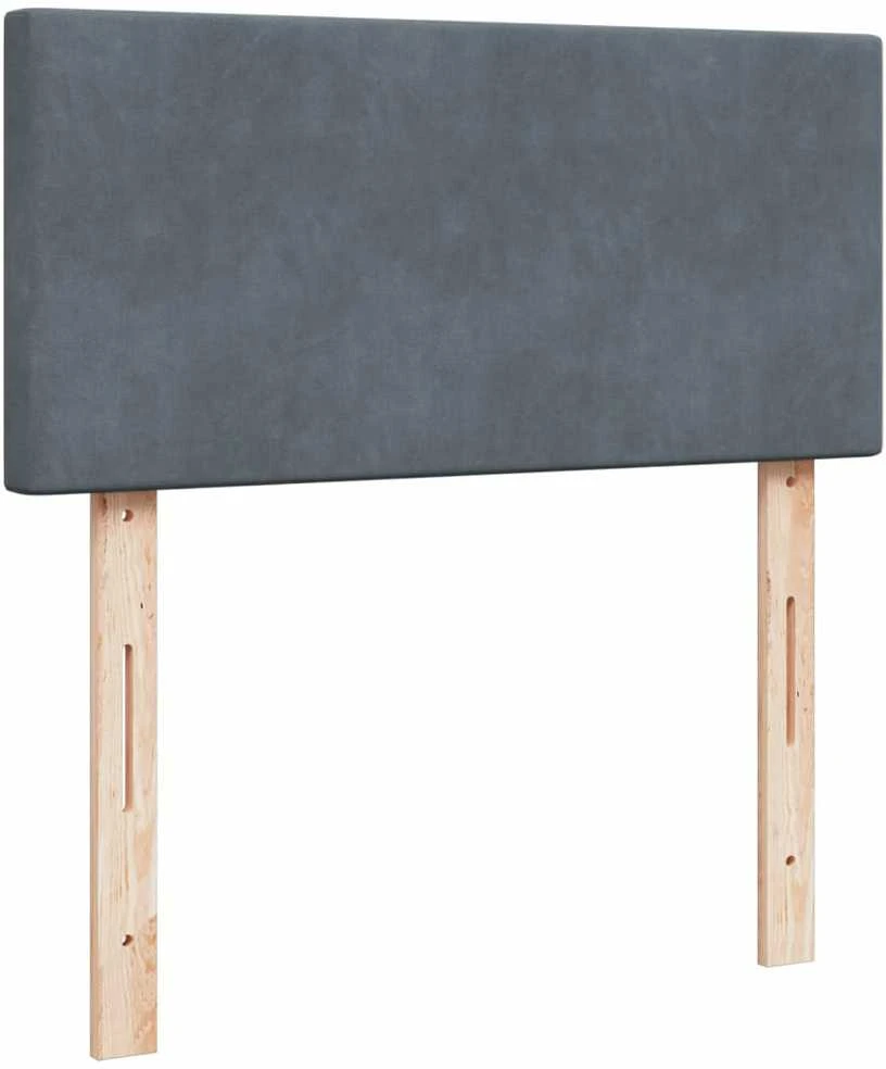 Lova su spyruoklėmis ir čiužiniu, pilka, 90x200 cm, aksomas