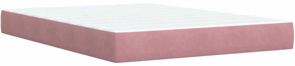 Lova su spyruoklėmis ir čiužiniu, rožinė, 140x200 cm, aksomas