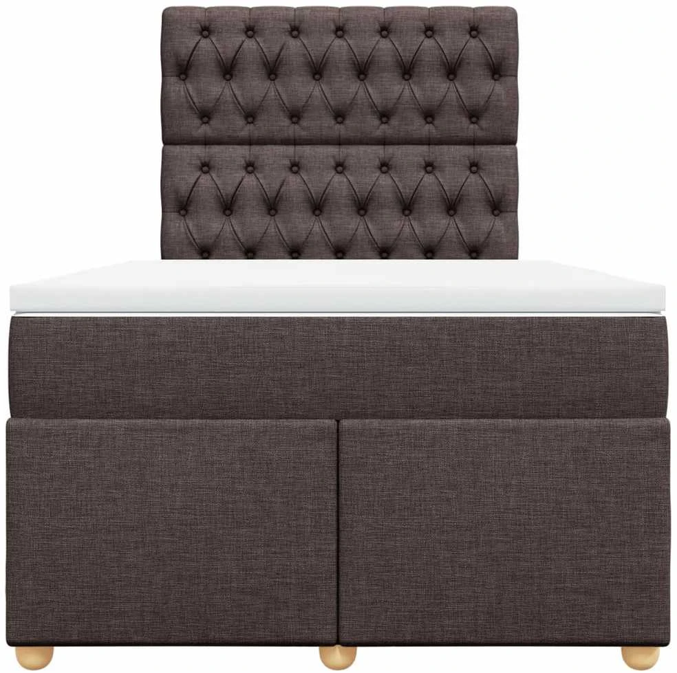 Lova su spyruoklėmis ir čiužiniu, ruda, 120x190cm, audinys