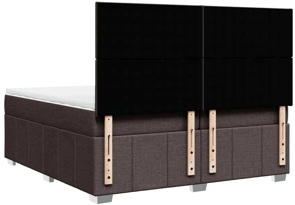 Lova su spyruoklėmis ir čiužiniu, ruda, 200x200 cm, audinys