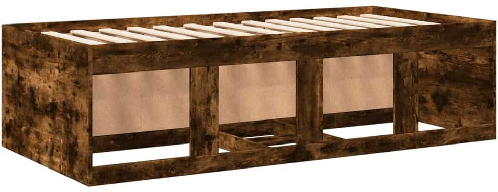 Lova su stalčiais, dūminio ąžuolo, 100x200cm, apdirbta mediena