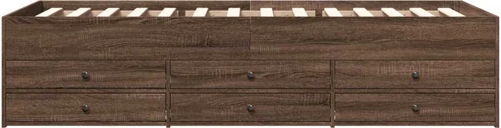 Kušetė su stalčiais be čiužinio, ruda ąžuolo, 100x200 cm