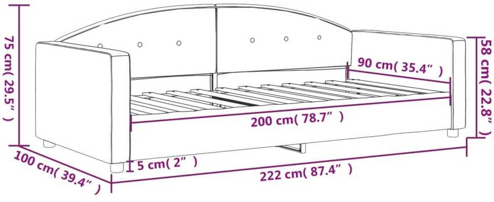 Lova, tamsiai pilkos spalvos, 90x200cm, aksomas