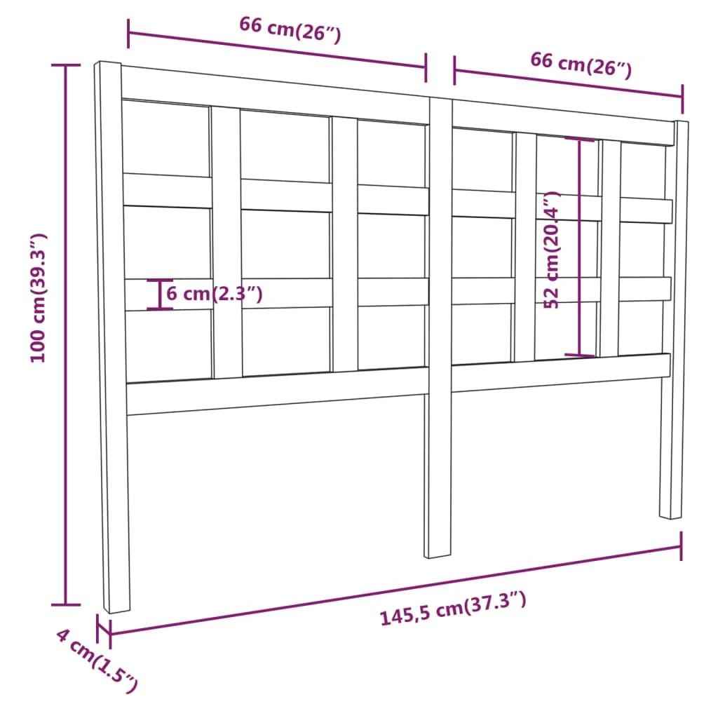 Lovos galvūgalis, juodas, 145,5x4x100cm, pušies masyvas