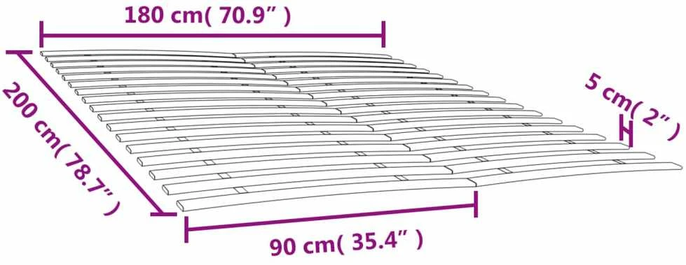 Lovos grotelės su 34 lentjuostėmis, 2vnt., 90x200cm