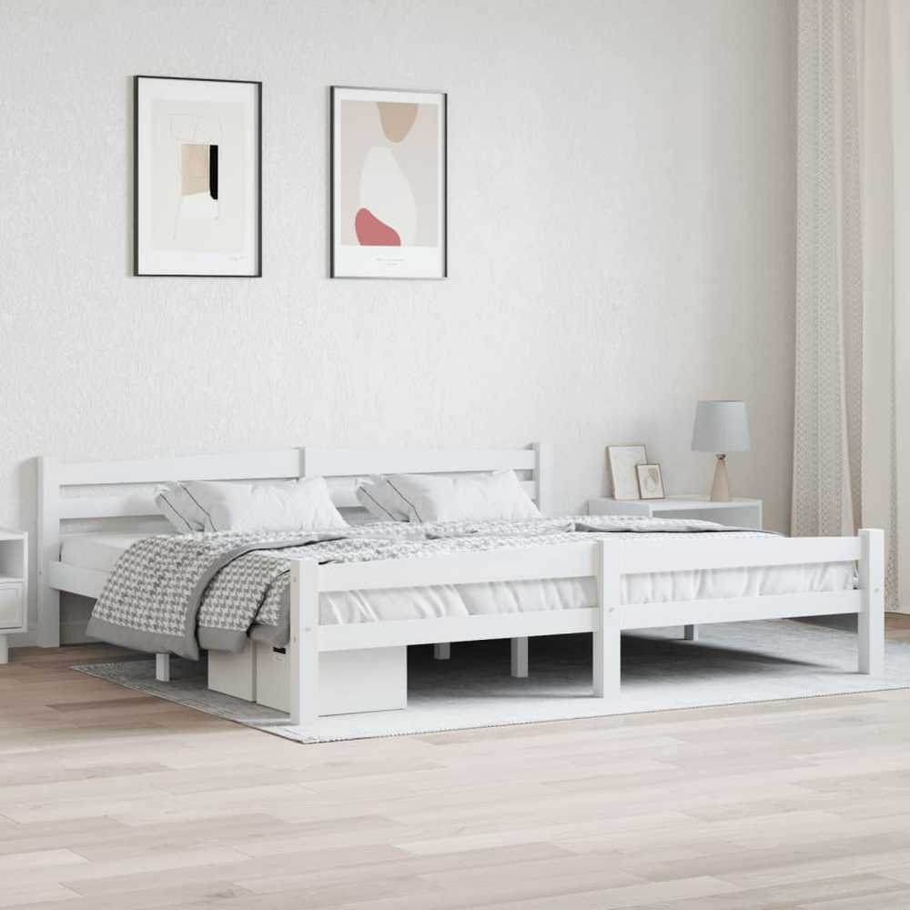 Lovos rėmas, baltos spalvos, 200x200cm, pušies medienos masyvas