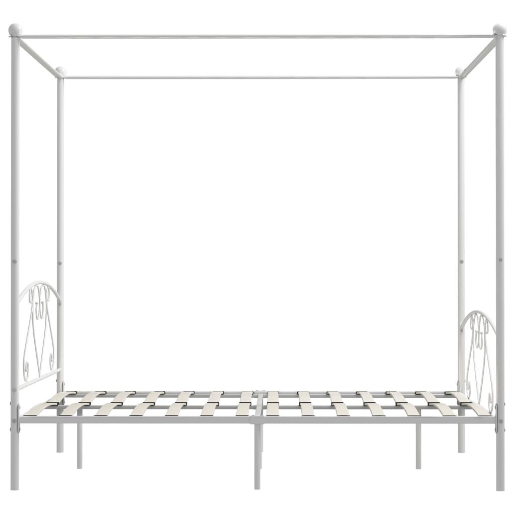 Lovos rėmas su baldakimu, baltos spalvos, 160x200cm, metalas