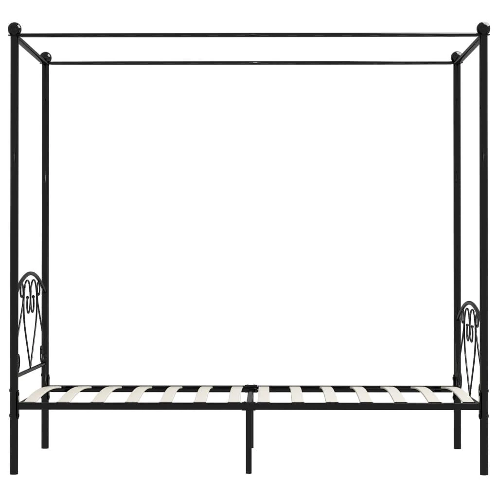 Lovos rėmas su baldakimu, juodos spalvos, 100x200cm, metalas